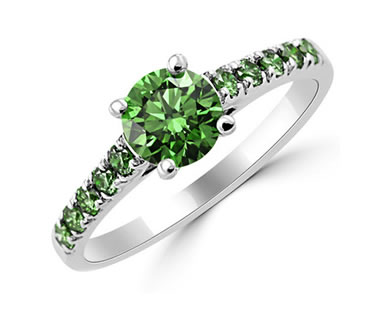 טבעת יהלום ירוק